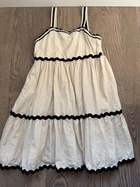 Mango Cream Tiered Sundress with Black Trim
